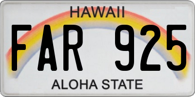 HI license plate FAR925