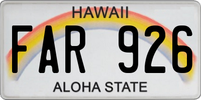 HI license plate FAR926