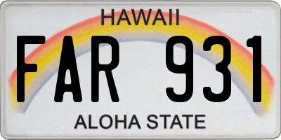 HI license plate FAR931