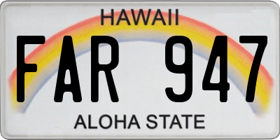 HI license plate FAR947