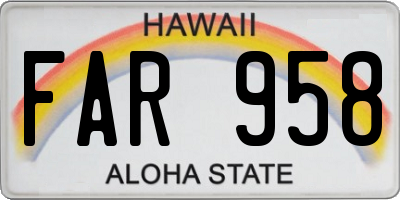HI license plate FAR958