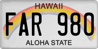 HI license plate FAR980