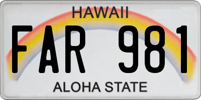 HI license plate FAR981