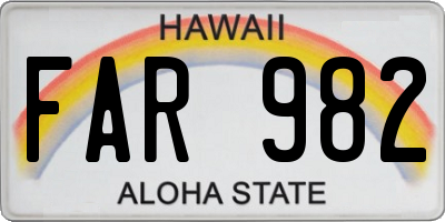 HI license plate FAR982