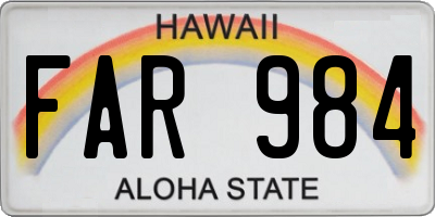HI license plate FAR984