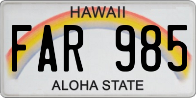 HI license plate FAR985