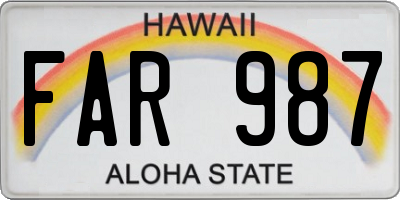 HI license plate FAR987
