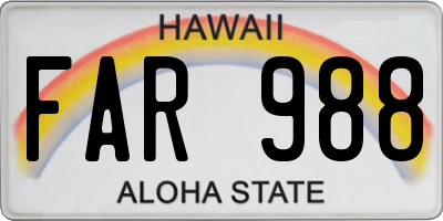 HI license plate FAR988