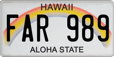 HI license plate FAR989