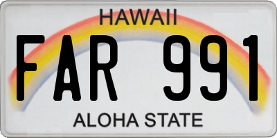 HI license plate FAR991