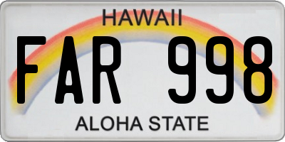 HI license plate FAR998