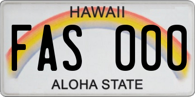 HI license plate FAS000