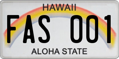 HI license plate FAS001