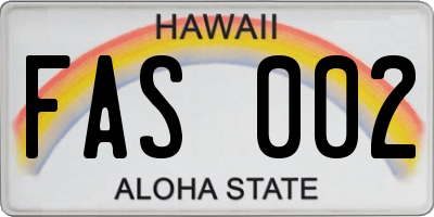 HI license plate FAS002