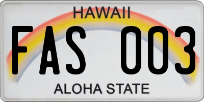 HI license plate FAS003