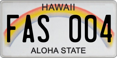 HI license plate FAS004