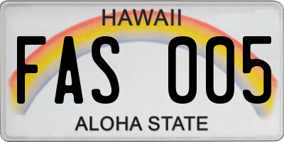 HI license plate FAS005