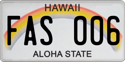 HI license plate FAS006