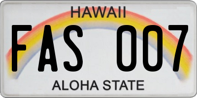 HI license plate FAS007