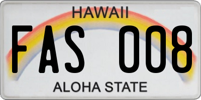HI license plate FAS008