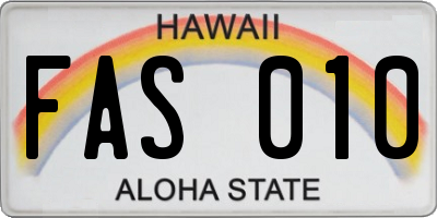 HI license plate FAS010