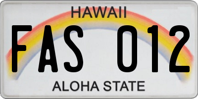 HI license plate FAS012