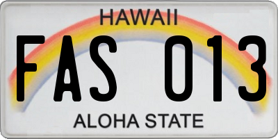 HI license plate FAS013