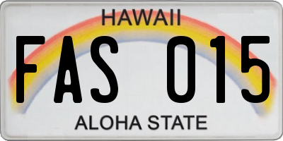 HI license plate FAS015