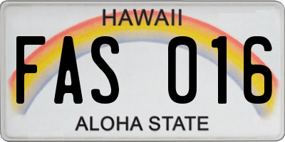 HI license plate FAS016