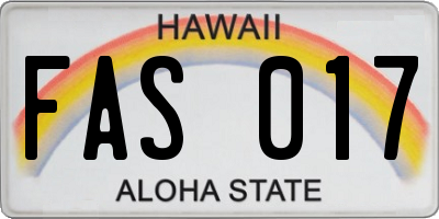 HI license plate FAS017