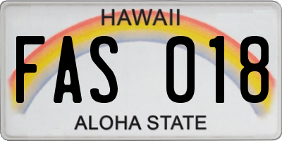 HI license plate FAS018