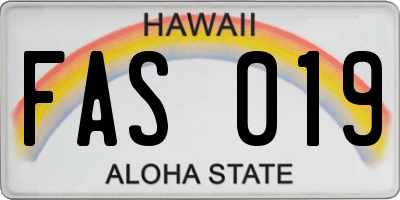 HI license plate FAS019