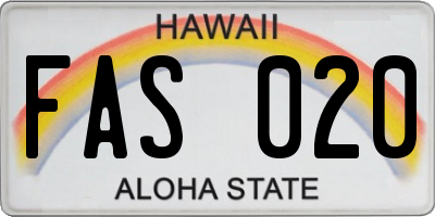 HI license plate FAS020