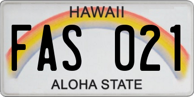 HI license plate FAS021