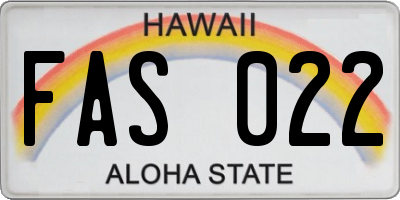 HI license plate FAS022