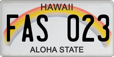 HI license plate FAS023