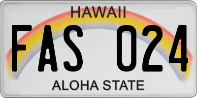 HI license plate FAS024