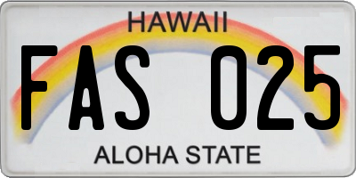 HI license plate FAS025