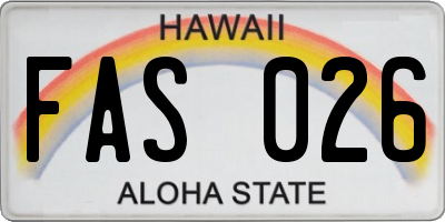 HI license plate FAS026