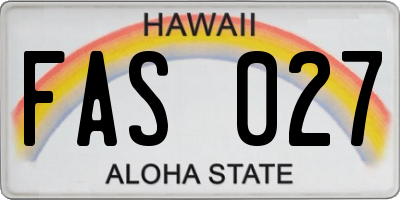 HI license plate FAS027
