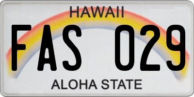 HI license plate FAS029