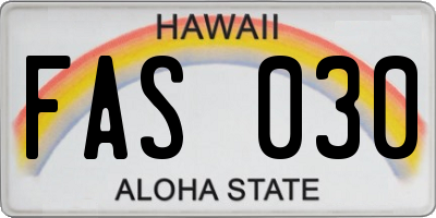 HI license plate FAS030