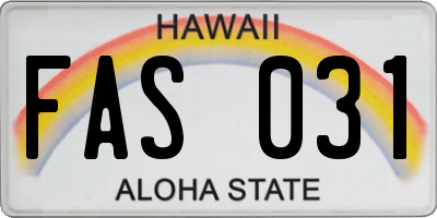HI license plate FAS031
