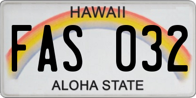 HI license plate FAS032