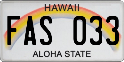 HI license plate FAS033