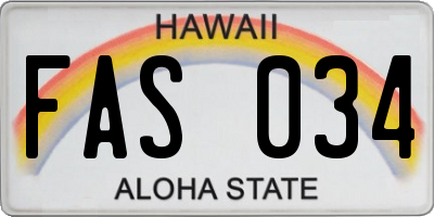 HI license plate FAS034