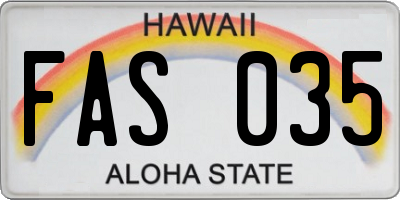 HI license plate FAS035