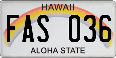 HI license plate FAS036