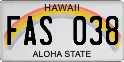 HI license plate FAS038