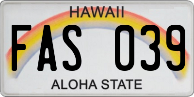 HI license plate FAS039